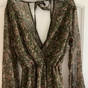 Francescas sheer sleeve floral romper